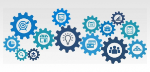 Cog graphic showing the CDT programme as cogs in a machine working together